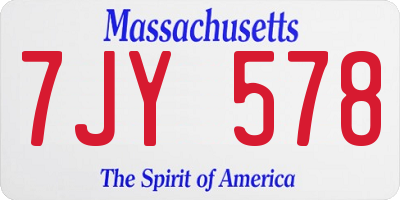 MA license plate 7JY578