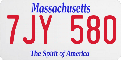 MA license plate 7JY580