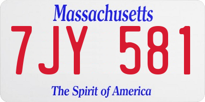 MA license plate 7JY581