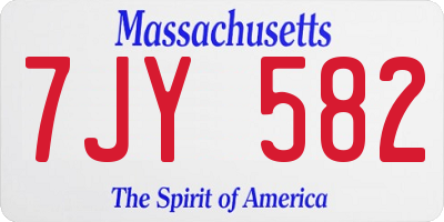 MA license plate 7JY582