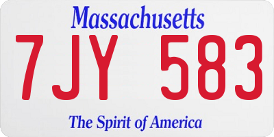 MA license plate 7JY583