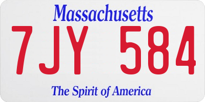 MA license plate 7JY584