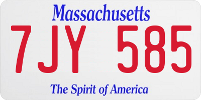 MA license plate 7JY585