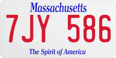 MA license plate 7JY586