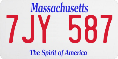 MA license plate 7JY587