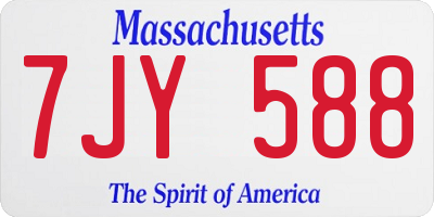 MA license plate 7JY588