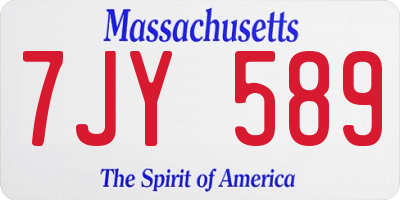 MA license plate 7JY589