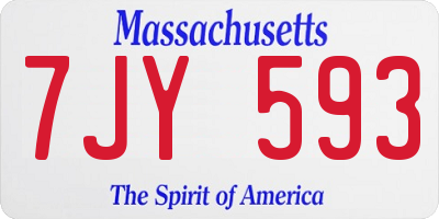 MA license plate 7JY593