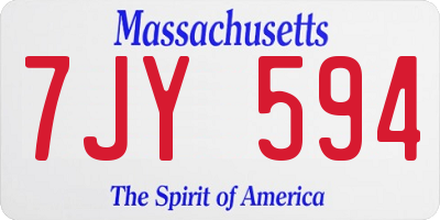 MA license plate 7JY594