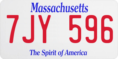 MA license plate 7JY596