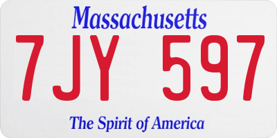MA license plate 7JY597