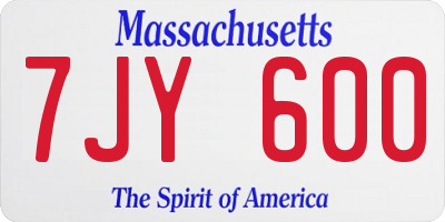 MA license plate 7JY600