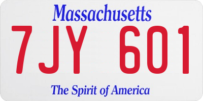 MA license plate 7JY601