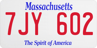 MA license plate 7JY602