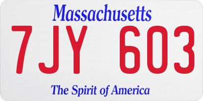 MA license plate 7JY603