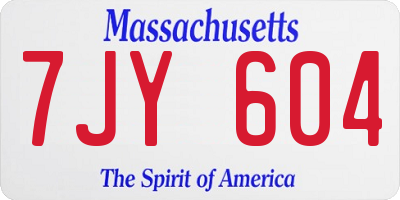 MA license plate 7JY604