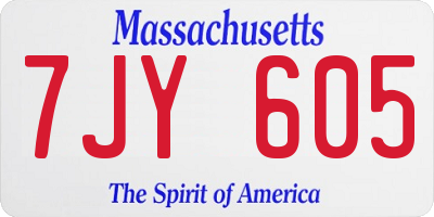 MA license plate 7JY605