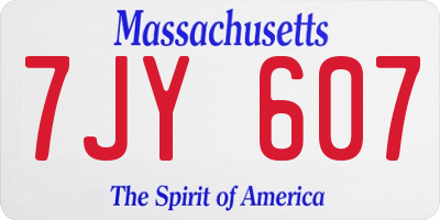 MA license plate 7JY607