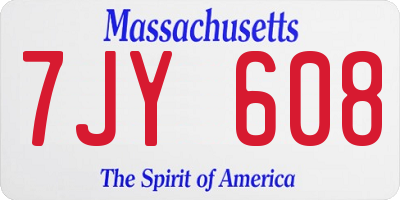 MA license plate 7JY608