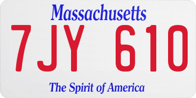 MA license plate 7JY610