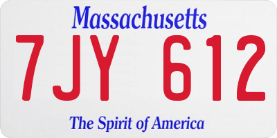 MA license plate 7JY612