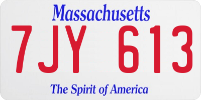 MA license plate 7JY613