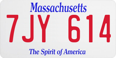 MA license plate 7JY614