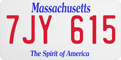 MA license plate 7JY615