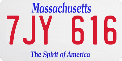MA license plate 7JY616