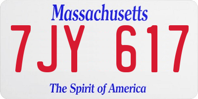 MA license plate 7JY617
