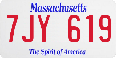 MA license plate 7JY619