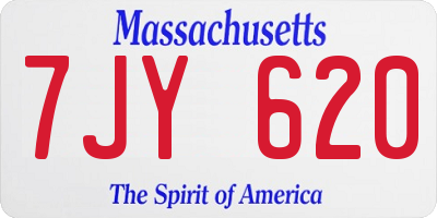 MA license plate 7JY620
