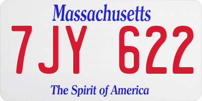 MA license plate 7JY622