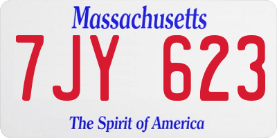 MA license plate 7JY623