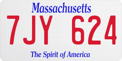 MA license plate 7JY624