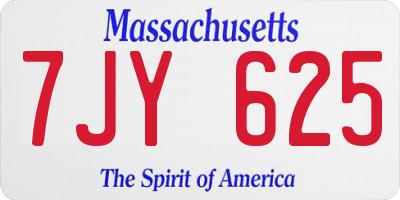 MA license plate 7JY625