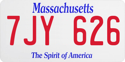 MA license plate 7JY626