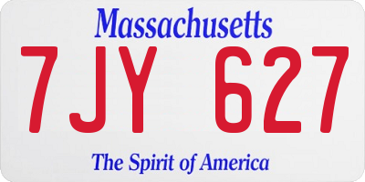 MA license plate 7JY627