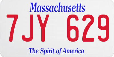 MA license plate 7JY629