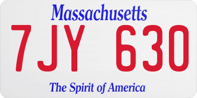 MA license plate 7JY630