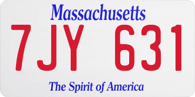 MA license plate 7JY631