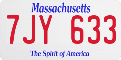 MA license plate 7JY633