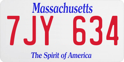 MA license plate 7JY634