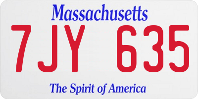 MA license plate 7JY635