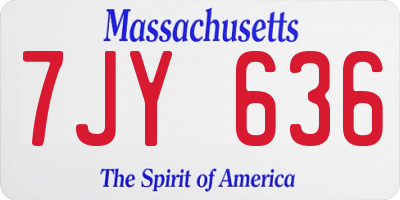 MA license plate 7JY636
