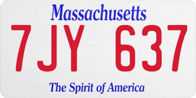 MA license plate 7JY637