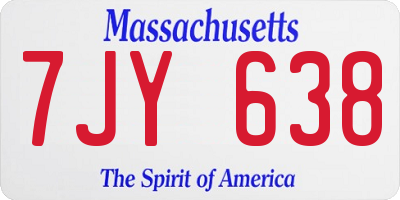 MA license plate 7JY638