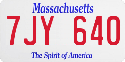 MA license plate 7JY640