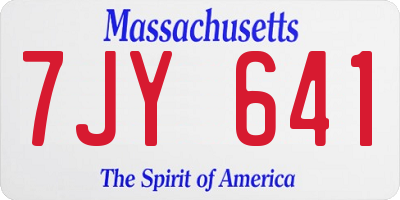 MA license plate 7JY641
