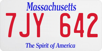 MA license plate 7JY642
